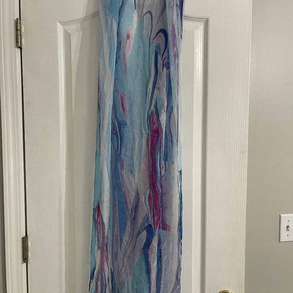 Nordstrom Blue Marble Magic Silk Scarf - Picture 7 of 12